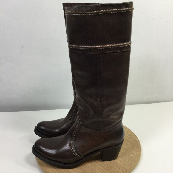 FRYE Womens Jane 14L Stitch AFG Leather Casual Dress Boot Dark Brown Size 10 NWB - Picture 4 of 14